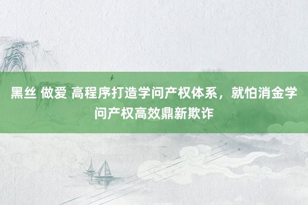 黑丝 做爱 高程序打造学问产权体系，就怕消金学问产权高效鼎新欺诈