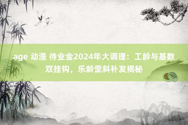 age 动漫 待业金2024年大调理：工龄与基数双挂钩，乐龄歪斜补发揭秘